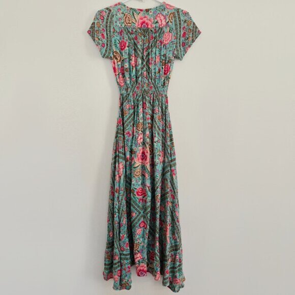 Spell & the Gypsy Collective Babushka Turquoise Maxi Dress Gown Size XS b180E - Picture 4 of 10